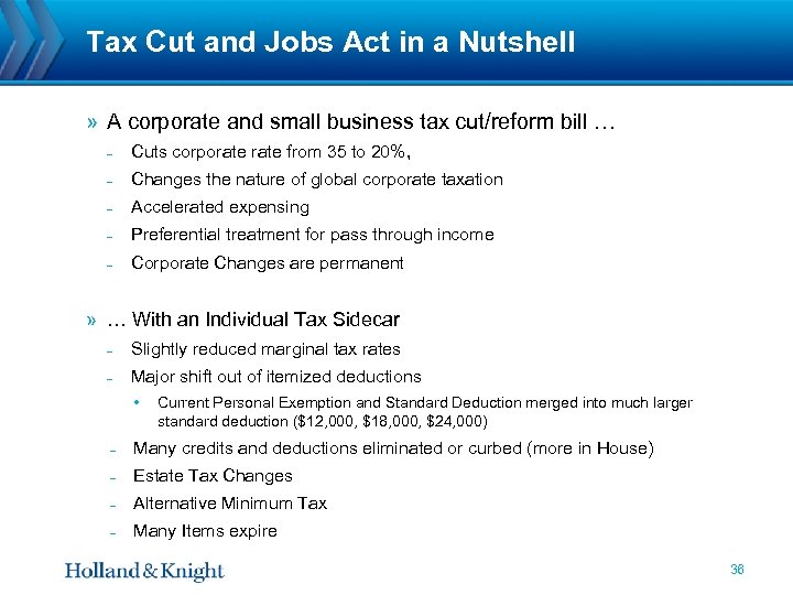 Tax Cut and Jobs Act in a Nutshell » A corporate and small business