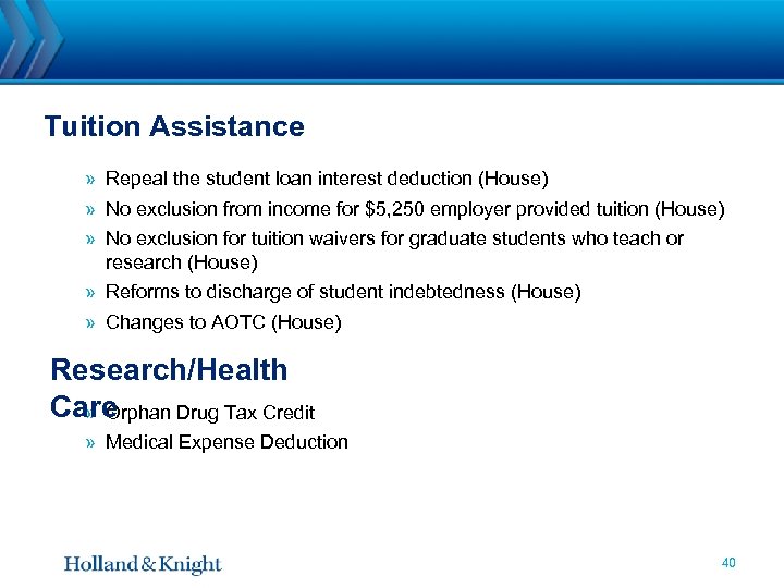 Tuition Assistance » Repeal the student loan interest deduction (House) » No exclusion from