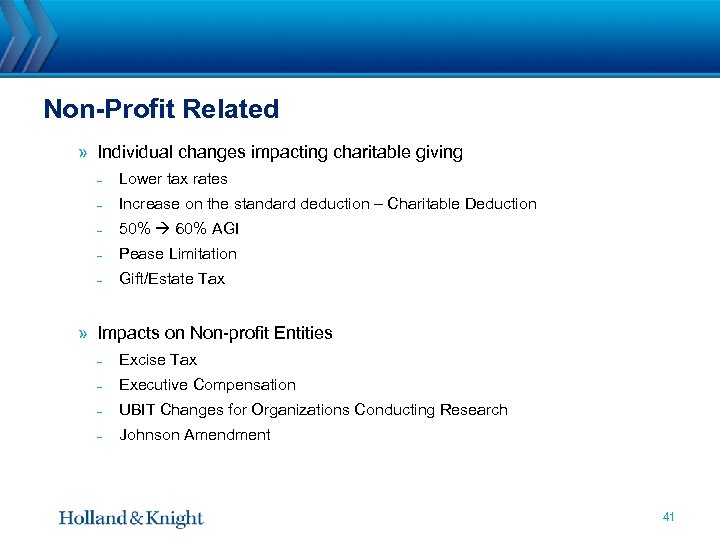 Non-Profit Related » Individual changes impacting charitable giving ˗ Lower tax rates ˗ Increase