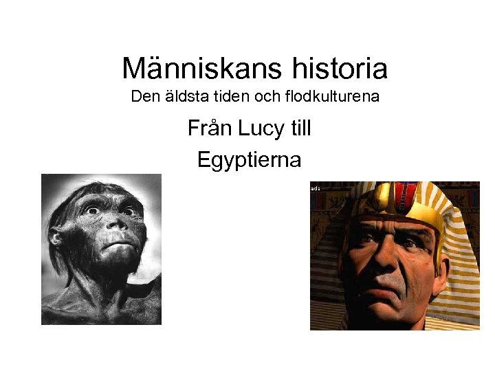 Människans historia Den äldsta tiden och flodkulturena Från Lucy till Egyptierna 