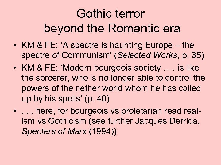 Gothic terror beyond the Romantic era • KM & FE: ‘A spectre is haunting
