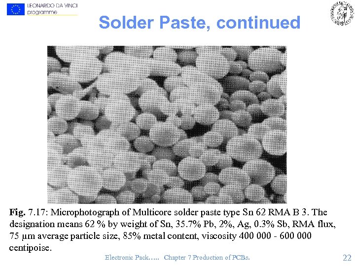 Solder Paste, continued Fig. 7. 17: Microphotograph of Multicore solder paste type Sn 62