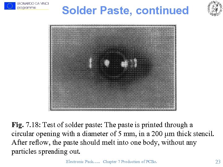 Solder Paste, continued Fig. 7. 18: Test of solder paste: The paste is printed