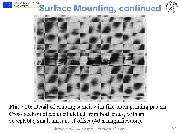 Surface Mounting, continued Fig. 7. 20: Detail of printing stencil with fine pitch printing