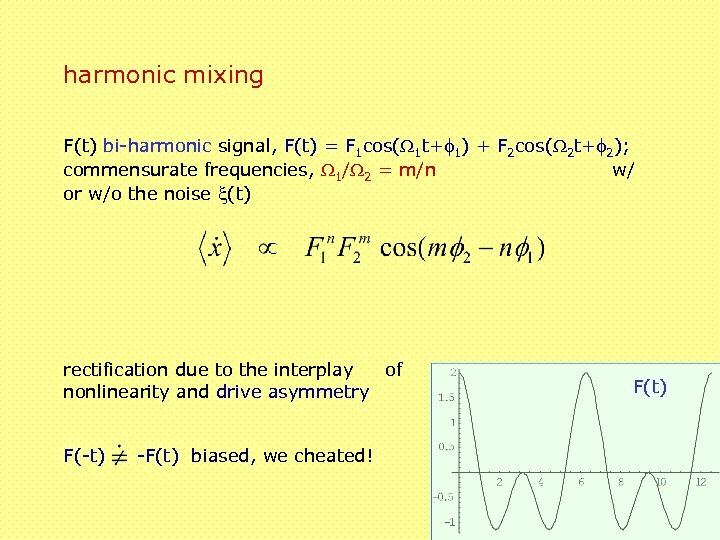 harmonic mixing F(t) bi-harmonic signal, F(t) = F 1 cos(W 1 t+f 1) +