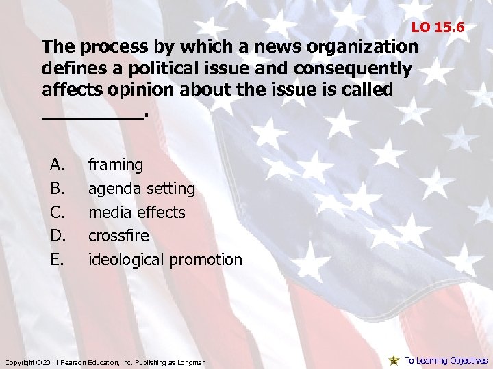 LO 15. 6 The process by which a news organization defines a political issue