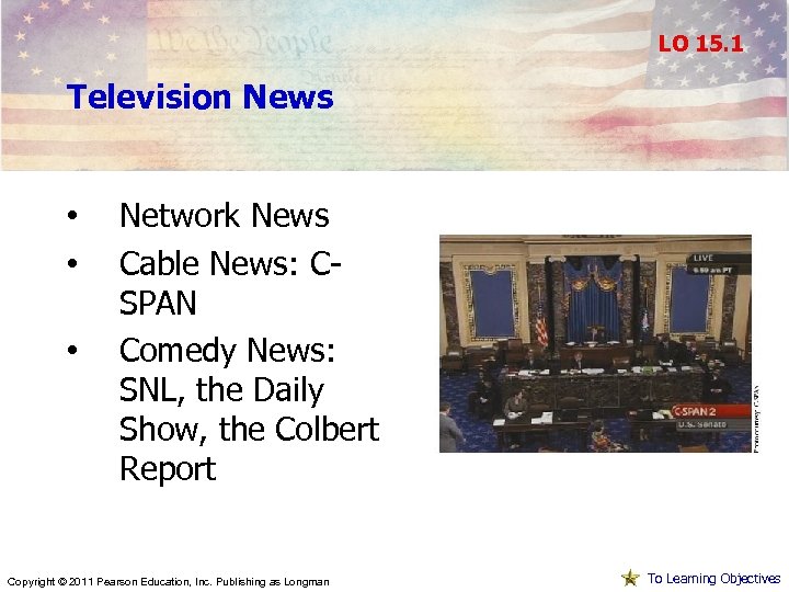 LO 15. 1 Television News • • • Network News Cable News: CSPAN Comedy