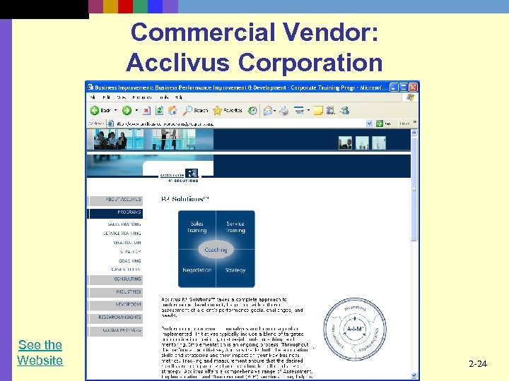 Commercial Vendor: Acclivus Corporation See the Website 2 -24 