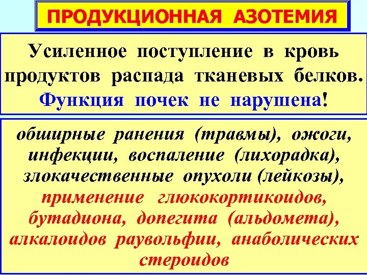 Азотемия. Продукционная азотемия. Азотемия механизм развития. Ретенционная и продукционная азотемия. Азотемия почечная патогенез.