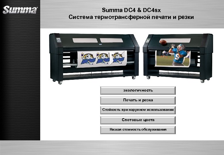 Summa DC 4 & DC 4 sx Система термотрансферной печати и резки экологичность Печать