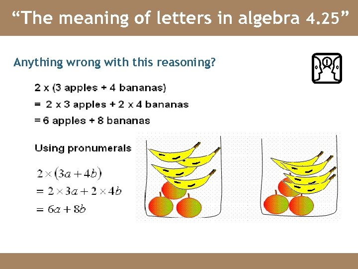 “The meaning of letters in algebra 4. 25” Anything wrong with this reasoning? 