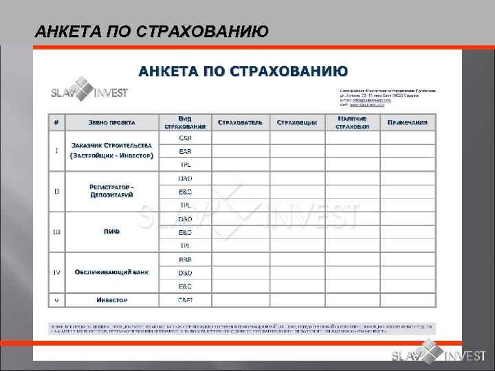 АНКЕТА ПО СТРАХОВАНИЮ 