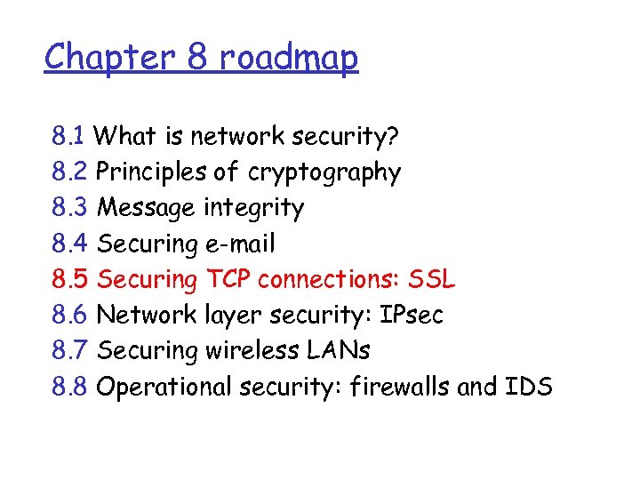 Chapter 8 roadmap 8. 1 What is network security? 8. 2 Principles of cryptography
