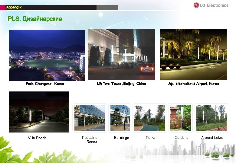 Appendix PLS. Дизайнерские Park, Changwon, Korea Villa Roads LG Twin Tower, Beijing, China Pedestrian