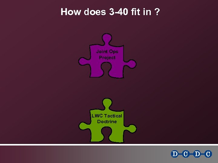 How does 3 -40 fit in ? Joint Ops Project LWC Tactical Doctrine 