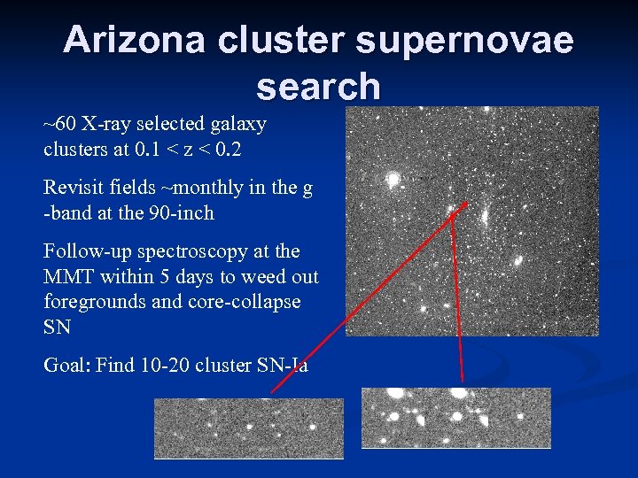 Arizona cluster supernovae search ~60 X-ray selected galaxy clusters at 0. 1 < z