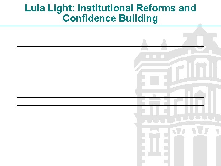 Lula Light: Institutional Reforms and Confidence Building 