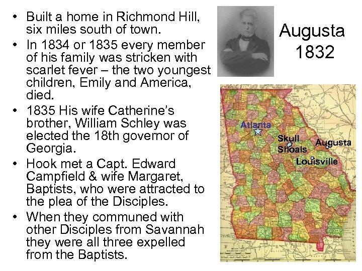  • Built a home in Richmond Hill, six miles south of town. •