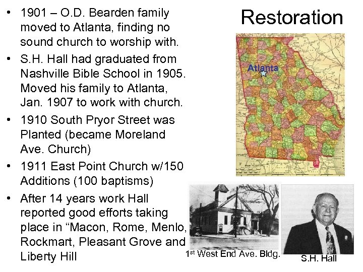  • 1901 – O. D. Bearden family moved to Atlanta, finding no sound