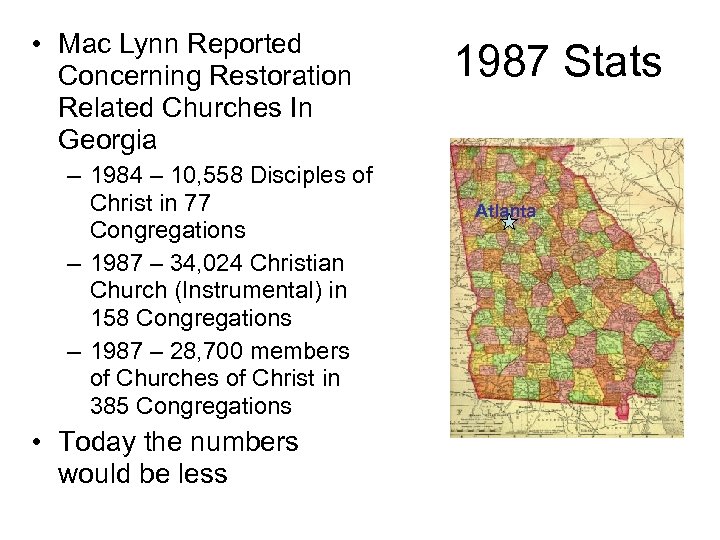  • Mac Lynn Reported Concerning Restoration Related Churches In Georgia – 1984 –