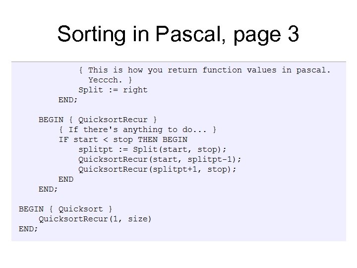 Sorting in Pascal, page 3 