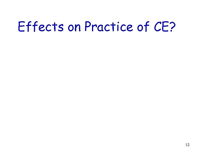 Effects on Practice of CE? 32 