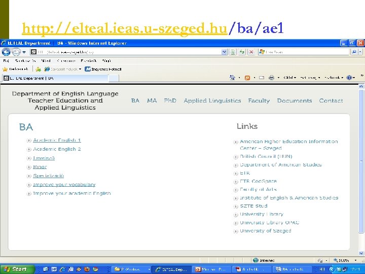 http: //elteal. ieas. u-szeged. hu/ba/ae 1 