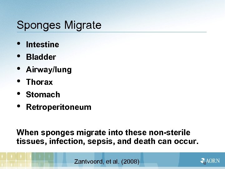 Sponges Migrate • • • Intestine Bladder Airway/lung Thorax Stomach Retroperitoneum When sponges migrate