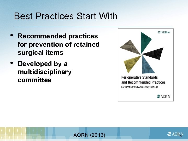 Best Practices Start With • Recommended practices for prevention of retained surgical items •