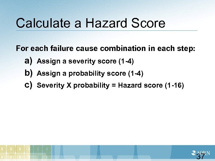 Calculate a Hazard Score For each failure cause combination in each step: a) Assign