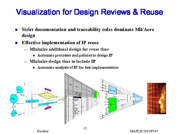 Visualization for Design Reviews & Reuse n n Strict documentation and traceability rules dominate