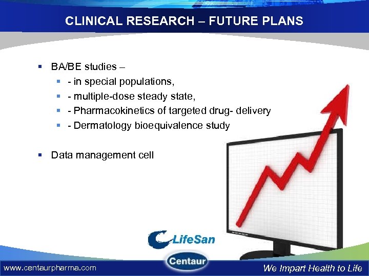 CLINICAL RESEARCH – FUTURE PLANS § BA/BE studies – § - in special populations,