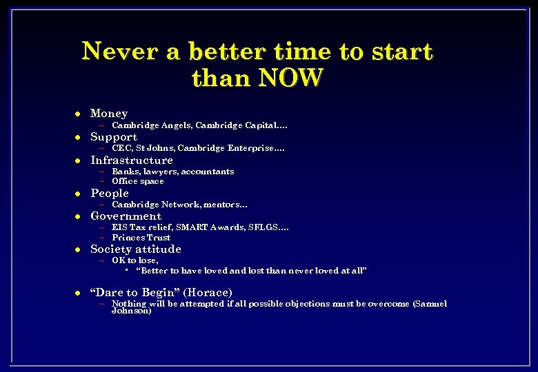 Never a better time to start than NOW l Money – Cambridge Angels, Cambridge