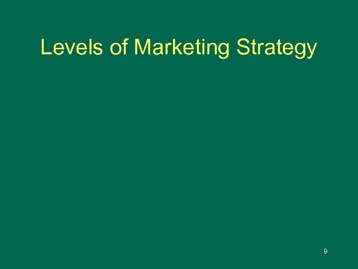 Levels of Marketing Strategy 9 