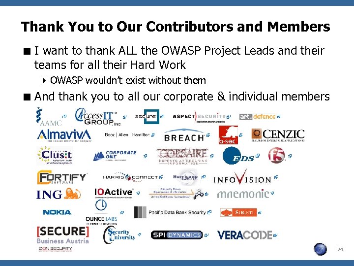 Thank You to Our Contributors and Members < I want to thank ALL the