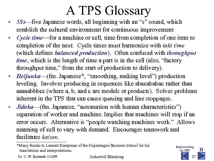 A TPS Glossary • 5 Ss—five Japanese words, all beginning with an “s” sound,