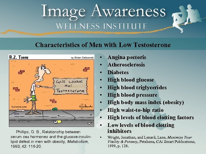 Characteristics of Men with Low Testosterone • • • Phillips, G. B. , Relationship