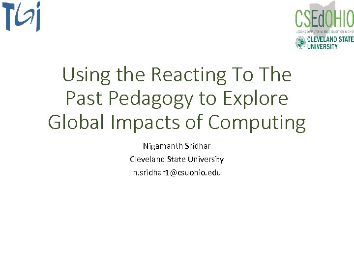 Teaching The Global Impact Of Computing SIGCSE 2017