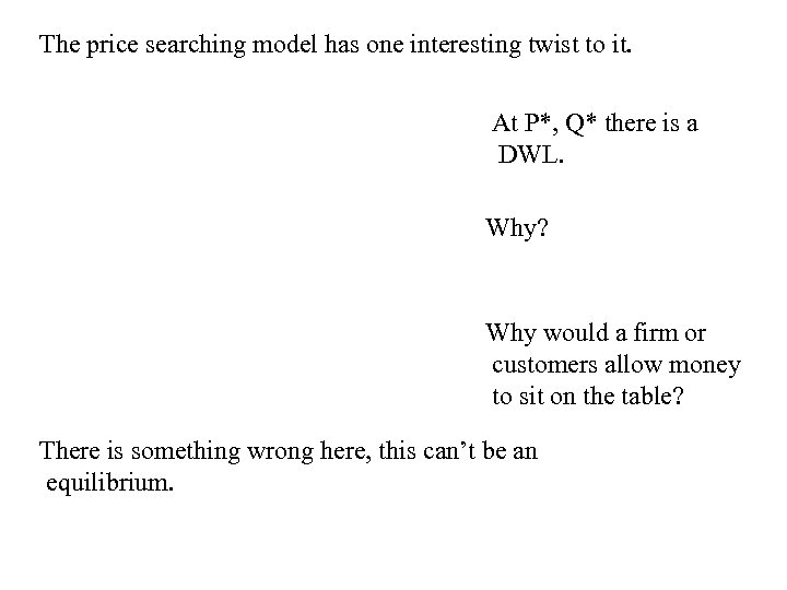 The price searching model has one interesting twist to it. At P*, Q* there