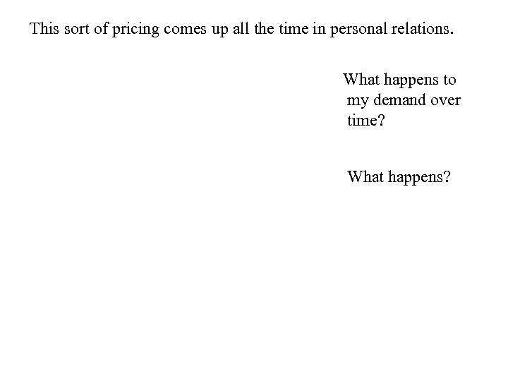 This sort of pricing comes up all the time in personal relations. What happens