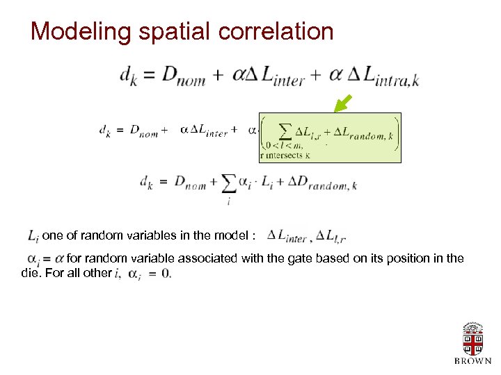 Modeling spatial correlation one of random variables in the model : for random variable