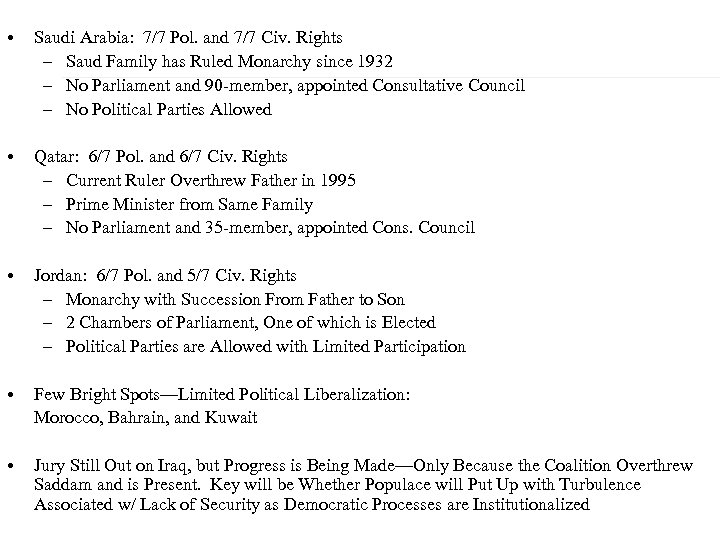  • Saudi Arabia: 7/7 Pol. and 7/7 Civ. Rights – Saud Family has
