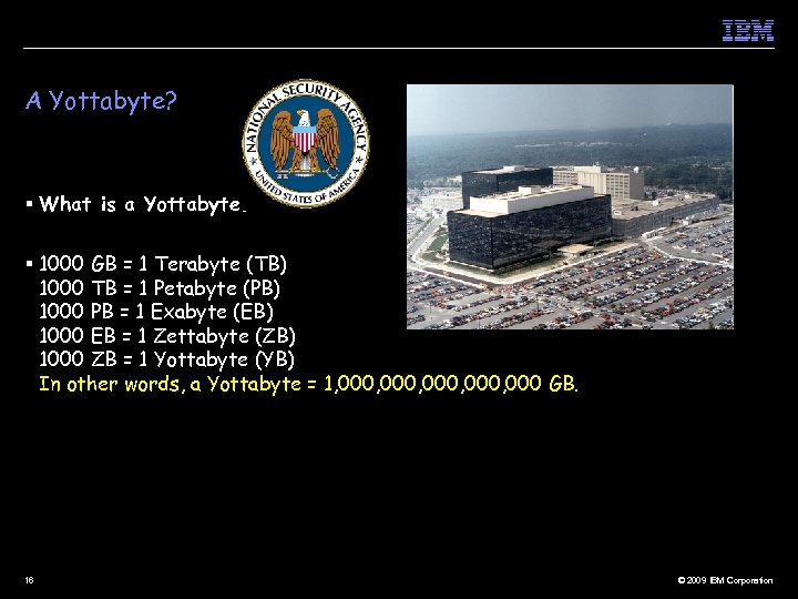 A Yottabyte? § What is a Yottabyte? § 1000 GB = 1 Terabyte (TB)