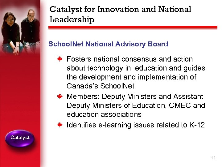 Catalyst for Innovation and National Leadership School. Net National Advisory Board k k k