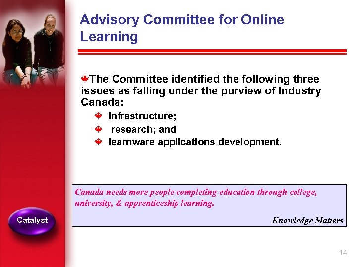 Advisory Committee for Online Learning k. The Committee identified the following three issues as