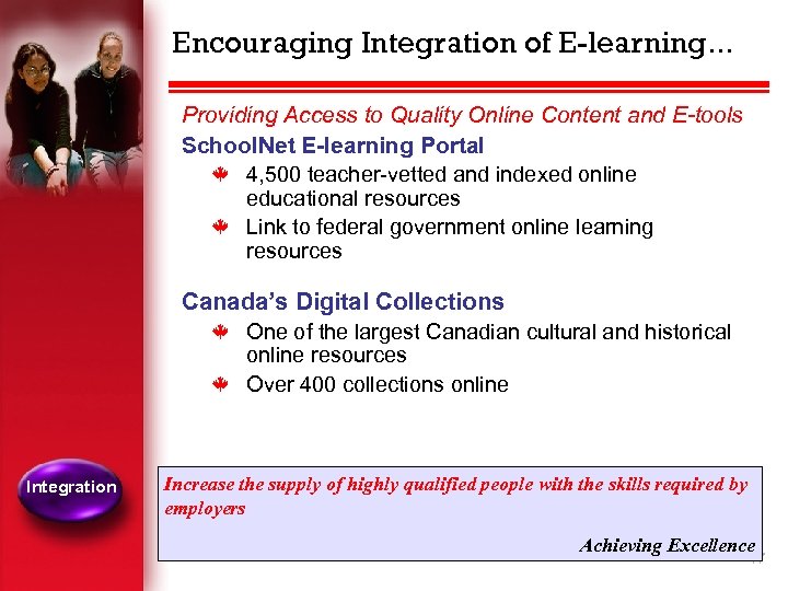 Encouraging Integration of E-learning. . . Providing Access to Quality Online Content and E-tools