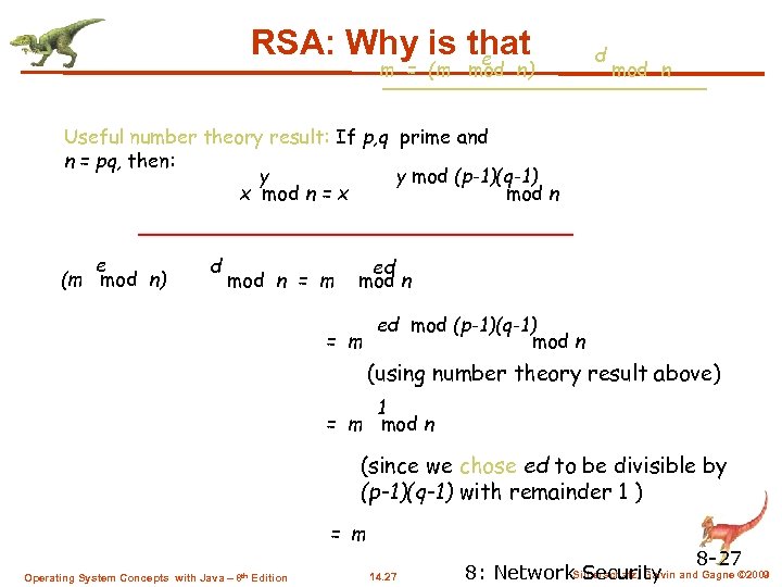 RSA: Why is that e m = (m mod n) d mod n Useful