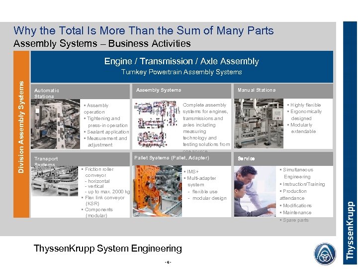 Why the Total Is More Than the Sum of Many Parts Assembly Systems –