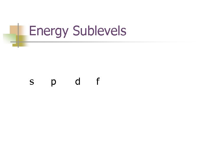 Energy Sublevels s p d f 