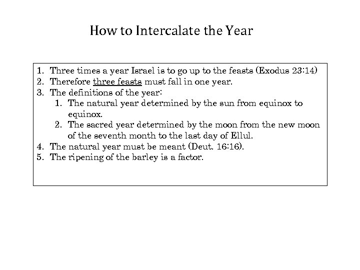 How to Intercalate the Year 1. Three times a year Israel is to go